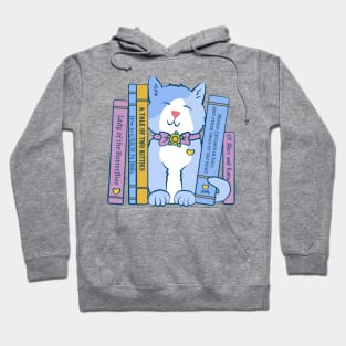 Kitten with Books Cute Cat with Literature Hoodie